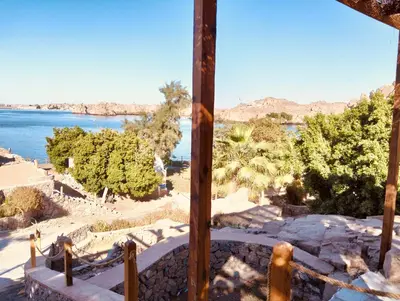 a view from a room with a view of the water at فندق اجيليكا in Aswân Reservoir Colony