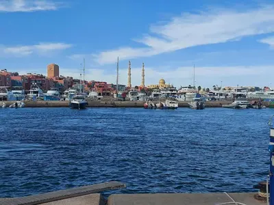 a view of a harbor with boats in the water at Florenze J113 Hurghada in Hurghada