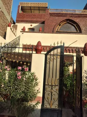 an entrance to a house with a gate and flowers at Nileview Terrace Dome Apartment in Luxor