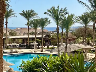 a view of the pool at the resort at Stylish & Cozy 50 m2 Studio Chalet in the Sunset Pearl Apartments in Hurghada