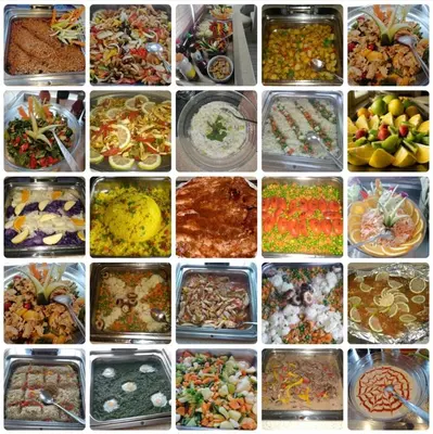 a collage of pictures of different types of food at Yacht Aml-Hayaty in Hurghada