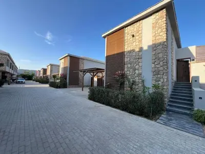 a cobblestone street in front of a building at Elegant Studio in El Gouna in Hurghada