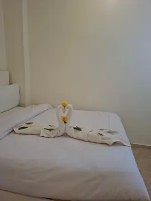 a bed with two swans made out of towels at sunrise house in Luxor