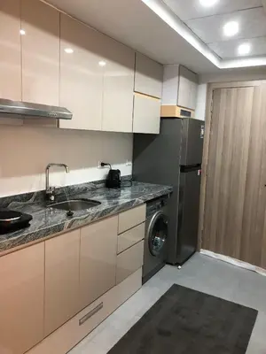 a kitchen with a sink and a washing machine at فندق ومنتجع سكاندك in Hurghada