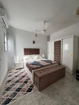 a bedroom with a large bed and a rug at Orange guest house in Luxor