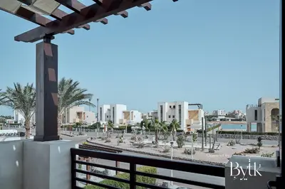 a view from the balcony of a resort with buildings at BYTK - La Serena in Hurghada