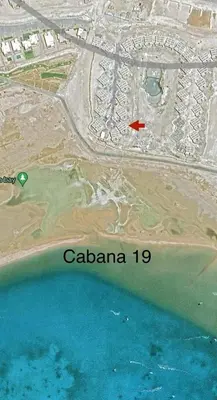 a map of an island with a red arrow at Barefoot Beachfront Cabana with Open SeaView,Mesca in Hurghada