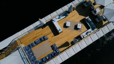 an overhead view of the deck of a boat at Soul of the nile Dahabyia in Al Baghdādī