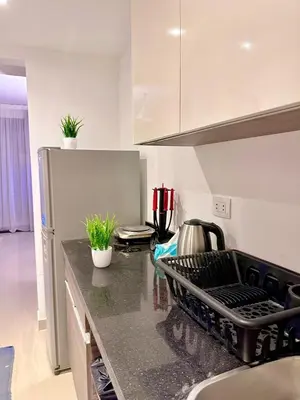 a kitchen with a counter top with plants on it at El Gouna in Hurghada