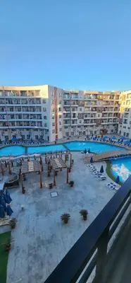 a view of a large swimming pool in a resort at Tiba Golden Resort in Hurghada