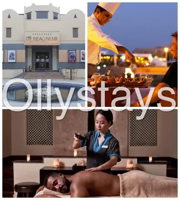 a collage of photos with a man cooking food and a woman at Ancient Sands 4BR Villa Heated pool in El Gouna