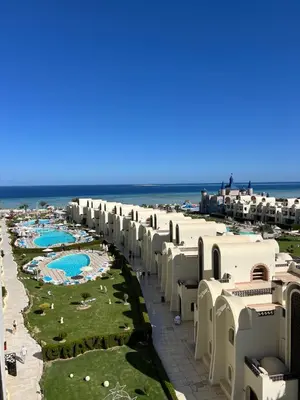 an aerial view of the beach at the resort at Appartement hurghada gravity beach in Hurghada