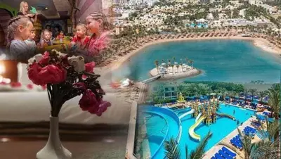 a painting of a resort with a swimming pool at Mirage Bay Resort Hurghada B-794 in Hurghada