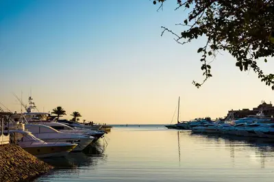 a group of boats are docked in the water at Turtle's Inn Hotel in Hurghada