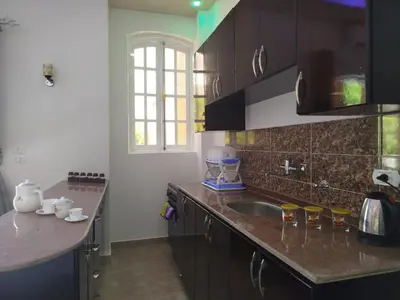 a kitchen with a sink and a counter top at Luxor Star Apartments in Luxor