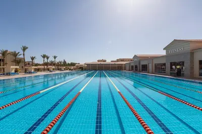 an empty swimming pool at a resort at Pickalbatros Aqua Vista Resort - Hurghada in Hurghada