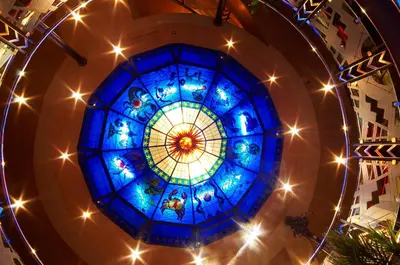 a large stained glass ceiling in a building at Nile Carnival Cruise 4nt Lxr Thursday 3nt Asw Monday in Luxor