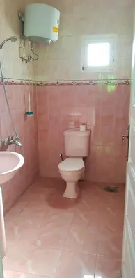 a bathroom with a toilet and a sink at The Green Nubian House in Aswan