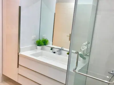 a bathroom with a sink and a mirror at El Gouna Abu Tig Marina OV3550 in Hurghada