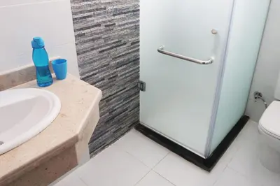 a bathroom with a shower and a sink at Sky Star Villa 25 in Hurghada