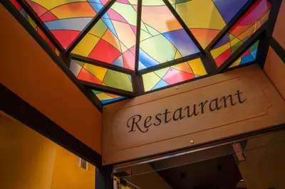 a stained glass window above the entrance to a restaurant at Al Dora Boutique Hotel in Hurghada
