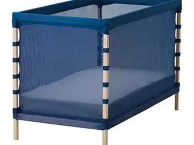 a bunk bed with a blue bed frame at Villa - Sleeps 6 - Heated Pool - Garden - Parking in Hurghada