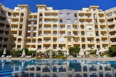 a view of the hotel from the pool at Apartment F in Florenza Khamsin in Hurghada
