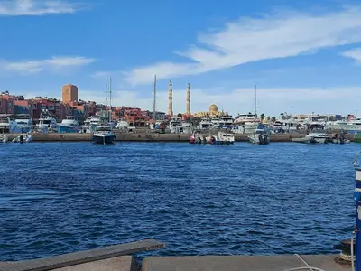 a view of a harbor with boats in the water at STAR HOME HURGHADA ARABIA in Hurghada