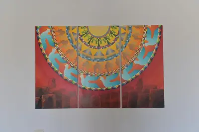 a painting of a shield on a wall at Lagoon View Penthouse - El Gouna Paradise Escape in Hurghada
