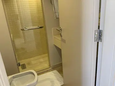 a bathroom with a toilet and a shower at Elgouna Hurghada egypt mangroovy in Hurghada
