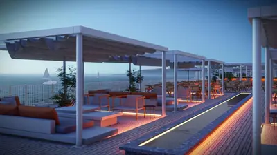 a restaurant with tables and chairs on a roof at Nile Cruise 5 Stars From Luxor And Aswan 3&4 Nights in Aḑ Ḑab‘īyah
