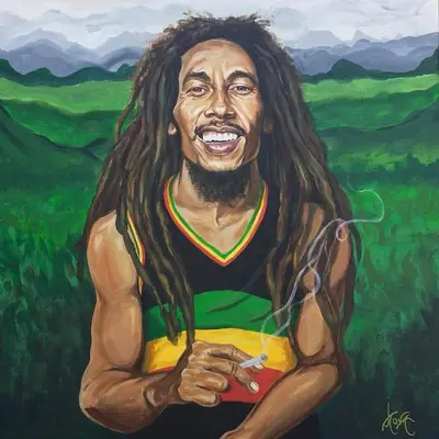 a painting of a man with long hair at Kayan Guest House in Aswan
