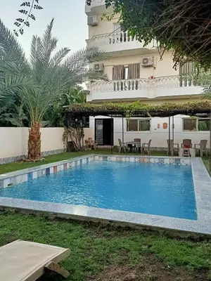 a large swimming pool in front of a building at Villa Set ma'at Nile view in Luxor
