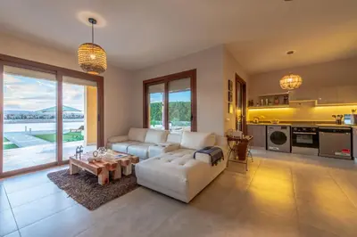 a living room with a couch and a table at BYTK - La Casa Del Sol in Hurghada
