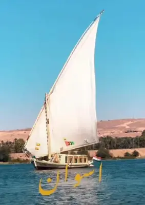 a white sail boat in the water on the water at Nile Felucca Adventure in Aswan